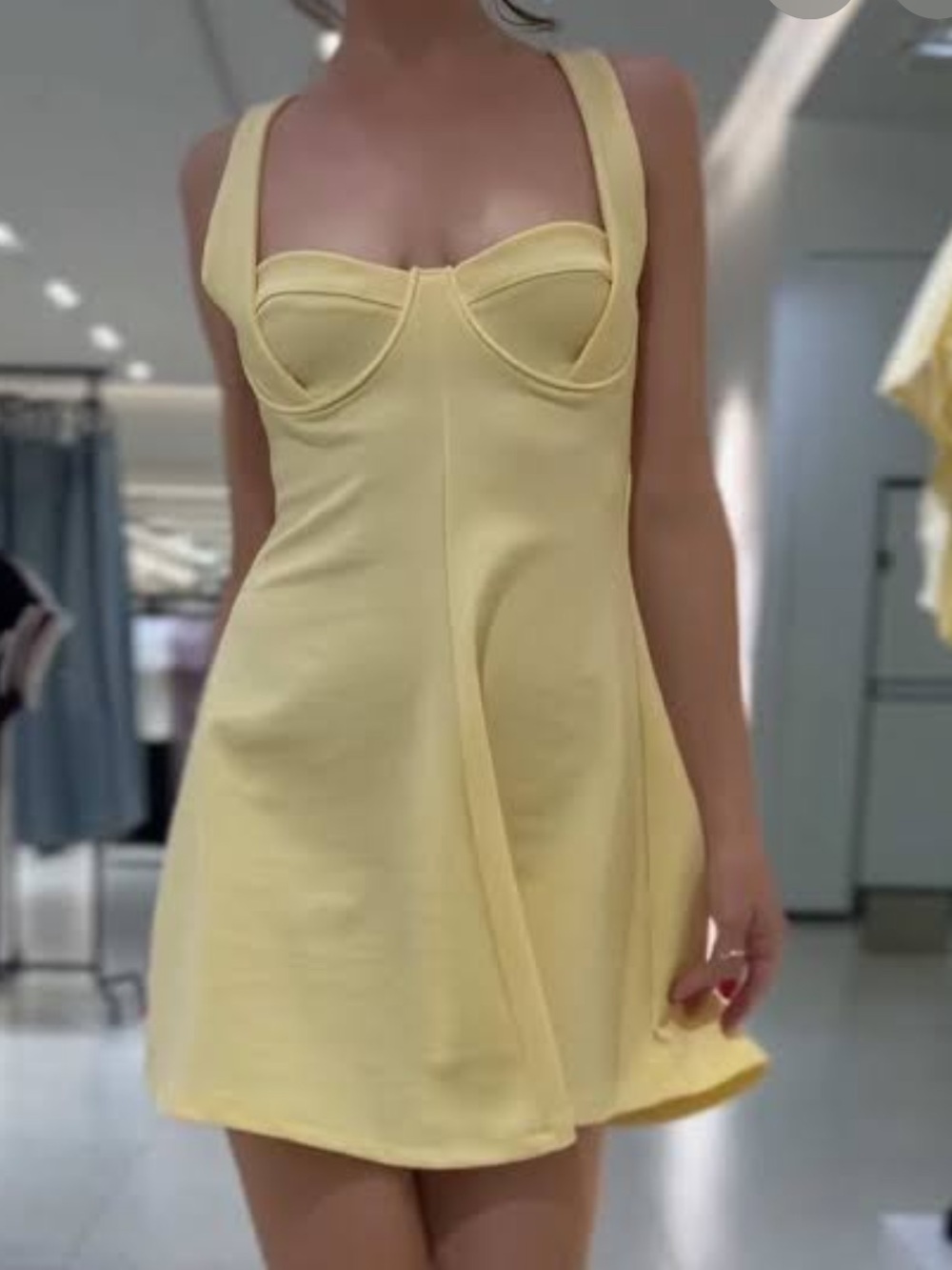 Zara Pale Yellow Bustier Mini Dress